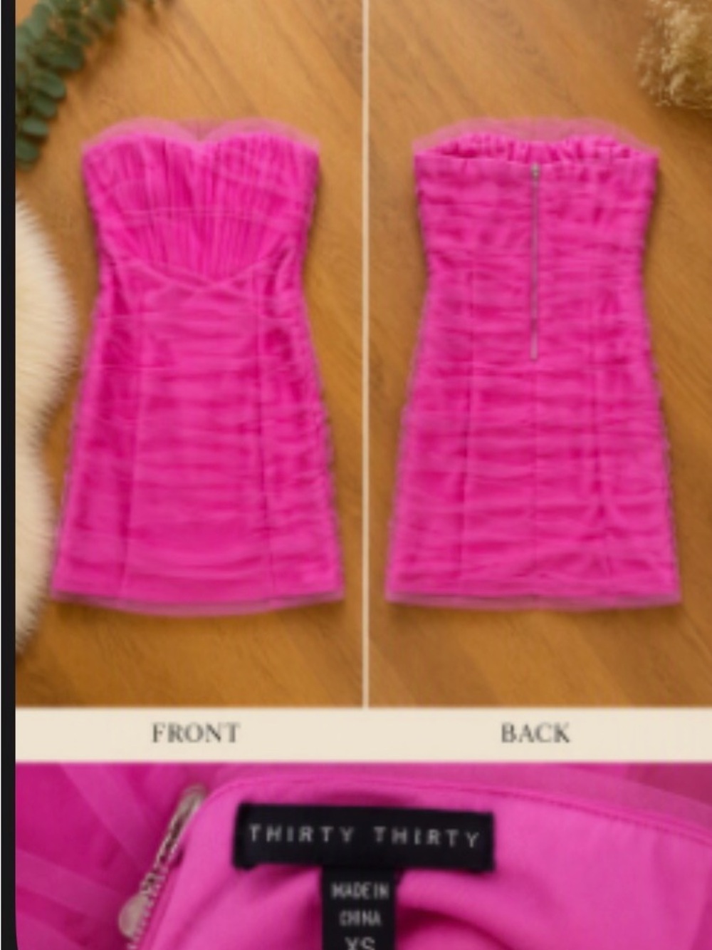 Girls Hot Pink Strapless Party Dress size XS
